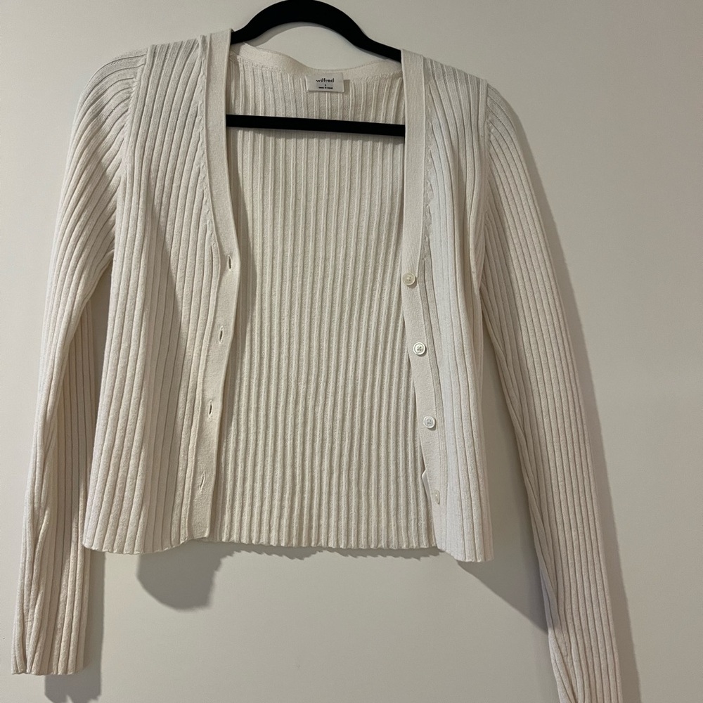 Wilfred Cream Ribbed Cardigan